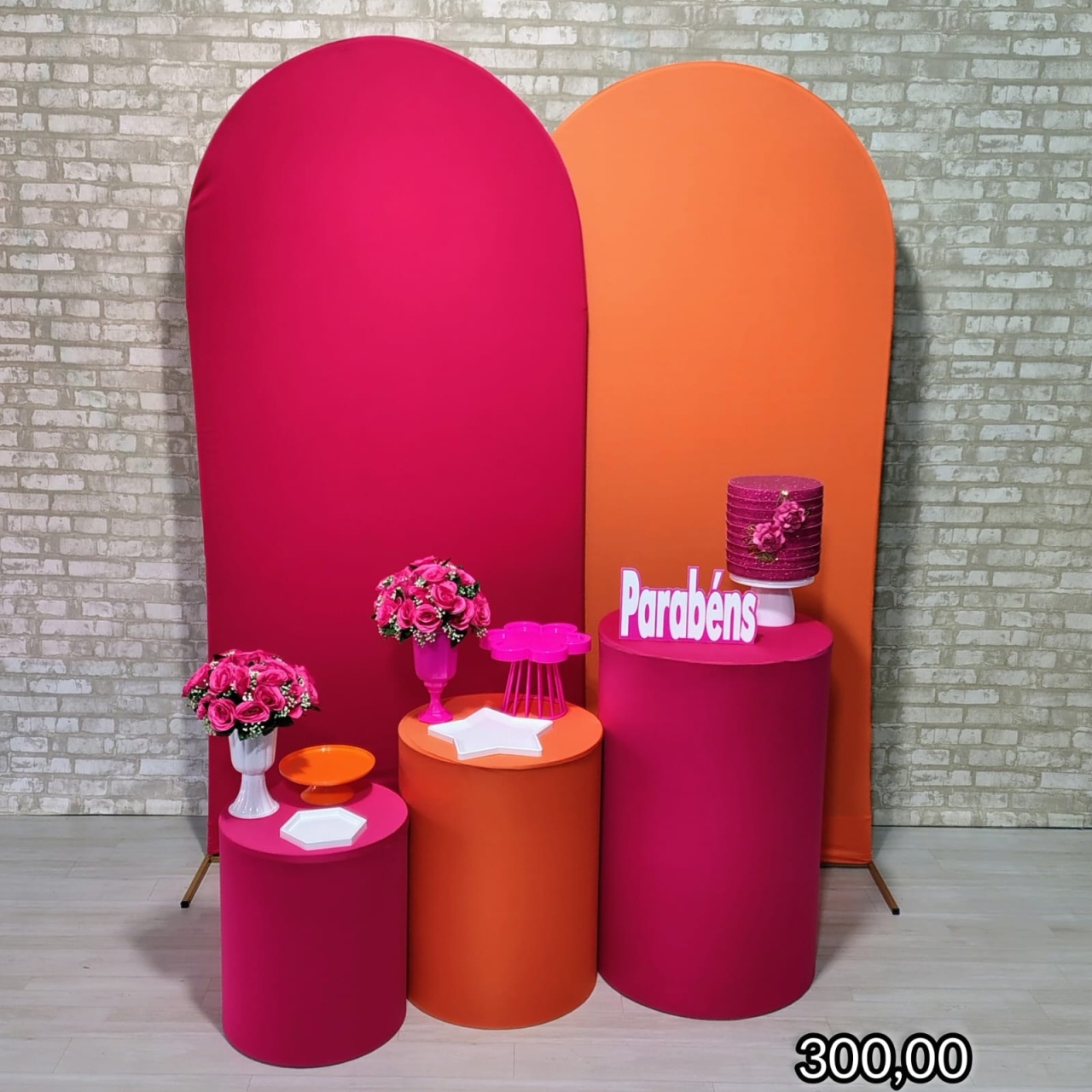 Romano 2 Painel Rosa Pink / Laranja  (Composição) * - Bn Decorações 