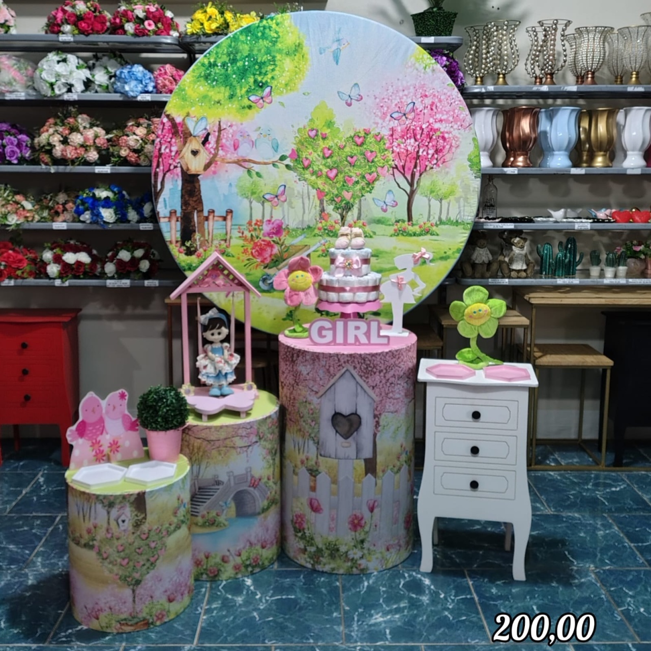 Jardim Encantado Chá de Fralda Menina (Festejar) *  - Bn Decorações 
