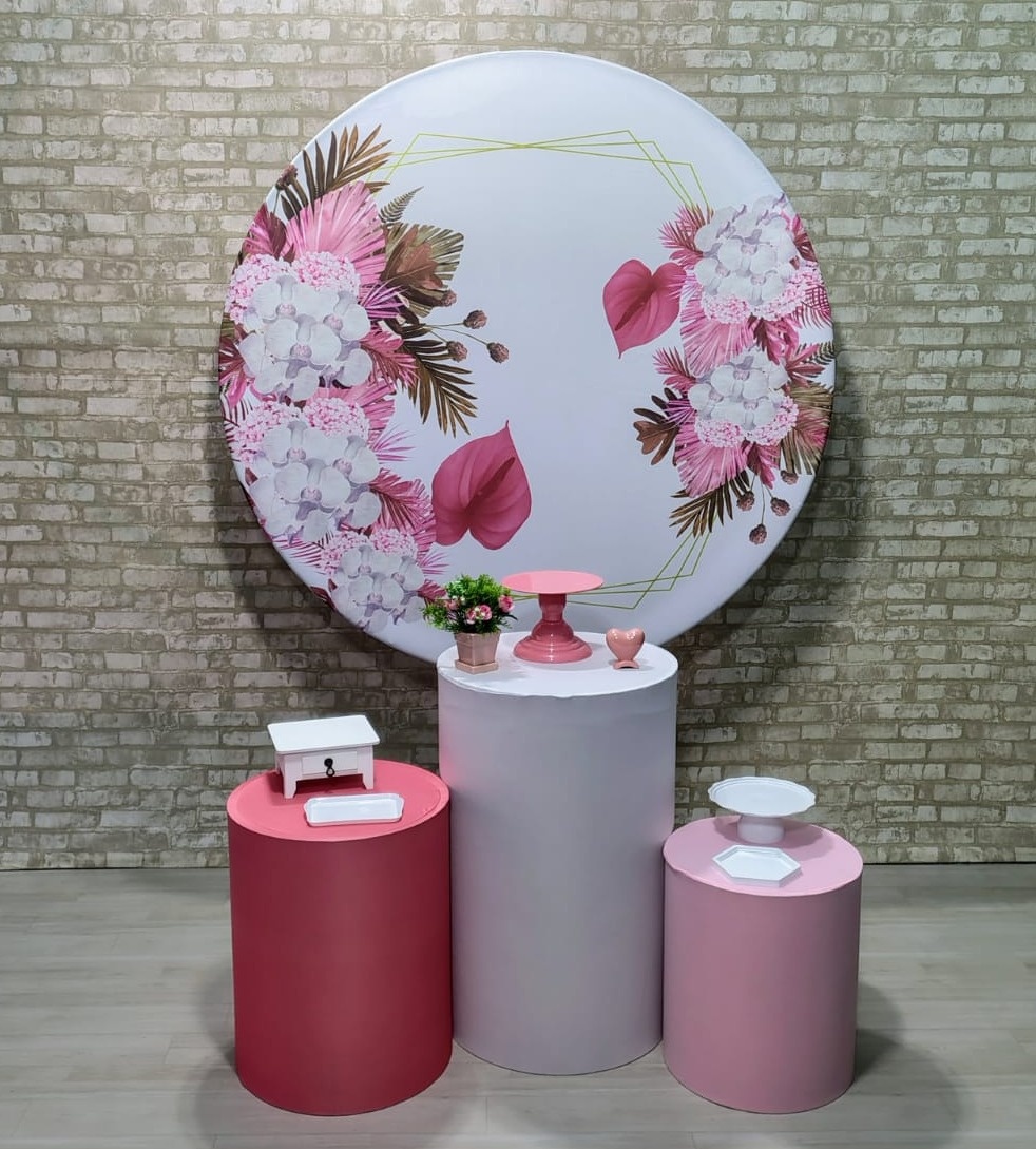 Branco Com Flores Rosa Copo-De-Leite (Promoção Com Cilindros) * - Bn Decorações 