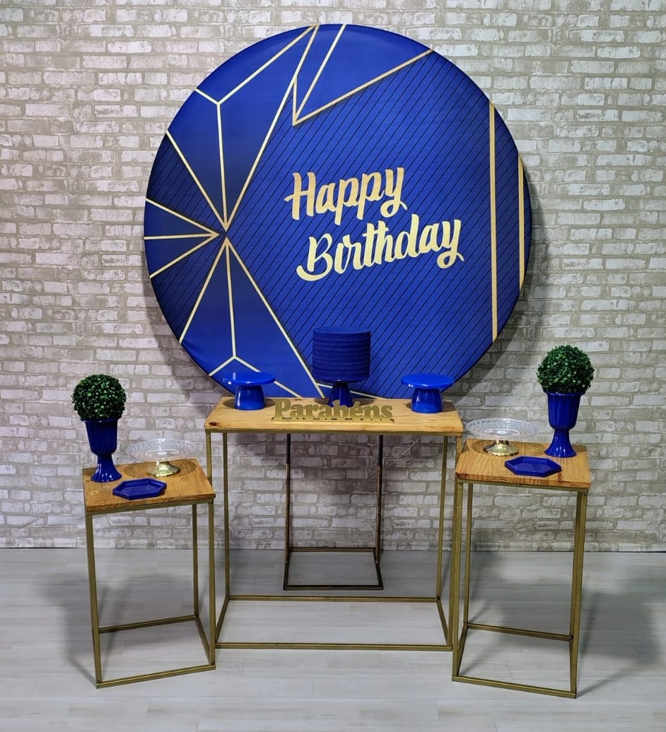 Coleção Essência Lançamento (Painel Azul Happy Birthday) * - Bn Decorações 
