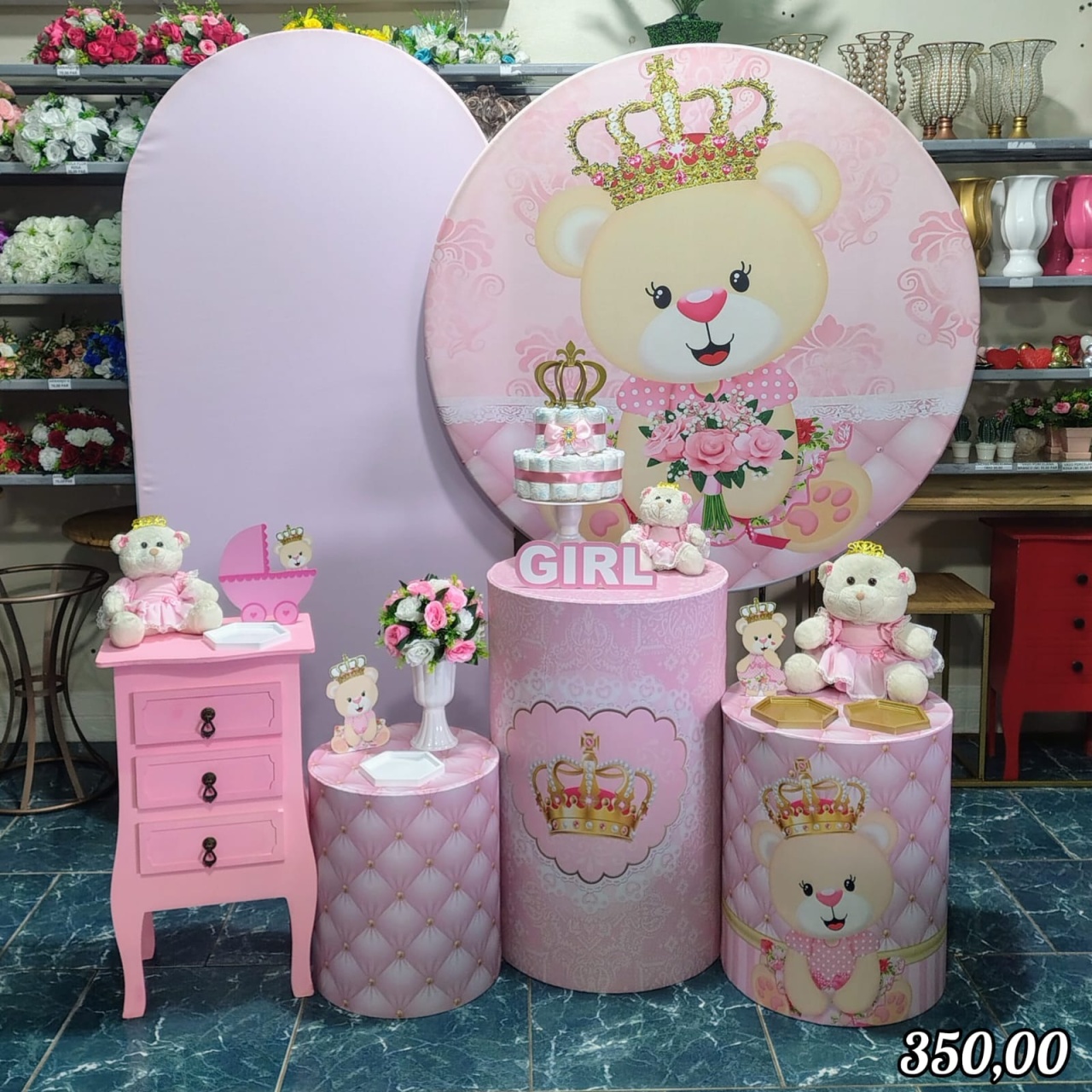 Ursa Princesa Chá de Fralda (Premium) * - Bn Decorações 