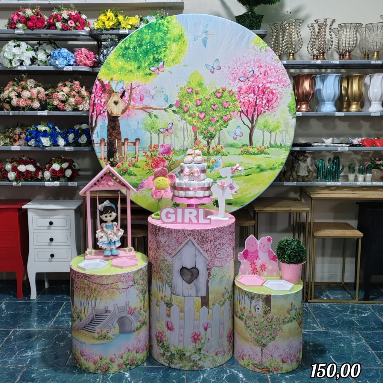 Jardim Encantado Chá de Fralda Menina (Enacnto) *   - Bn Decorações 
