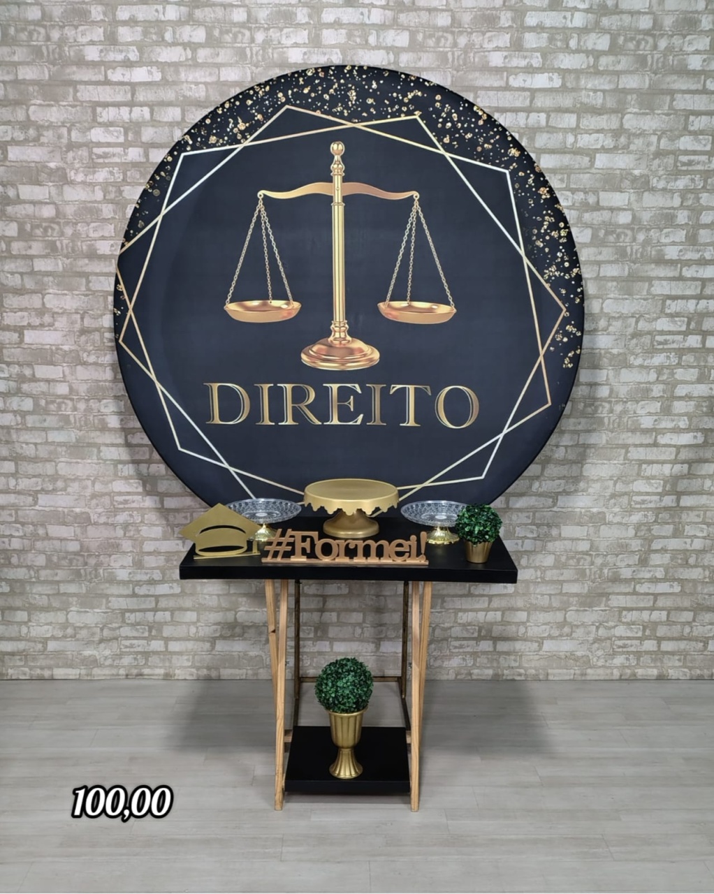 Formatura 23 Direito Preto Com Dourado (Mesa Cavalete) - Bn Decorações 