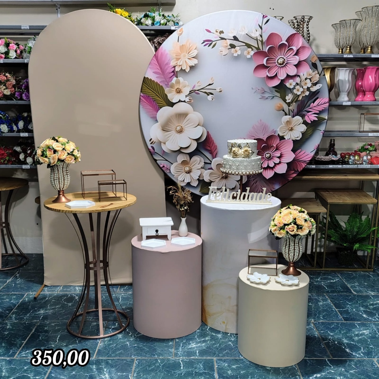 Adulto Painel 3D Rosa Com Bege  (Premium) * - Bn Decorações 