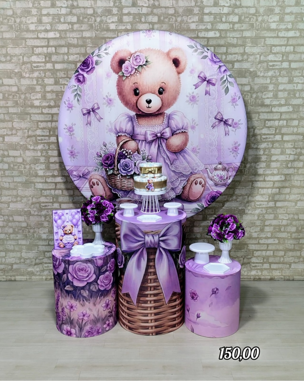 Chá de Fralda Menina Ursa Lilás (Encanto) 1 *   Itens Lilás  - Bn Decorações 