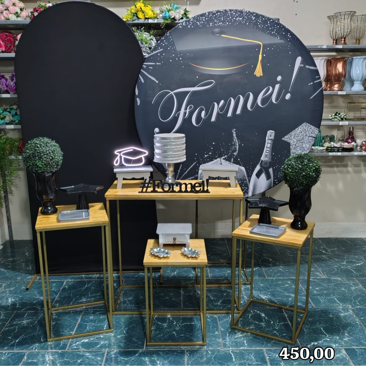 Formatura Preto Com Prata (Composição) - Bn Decorações 