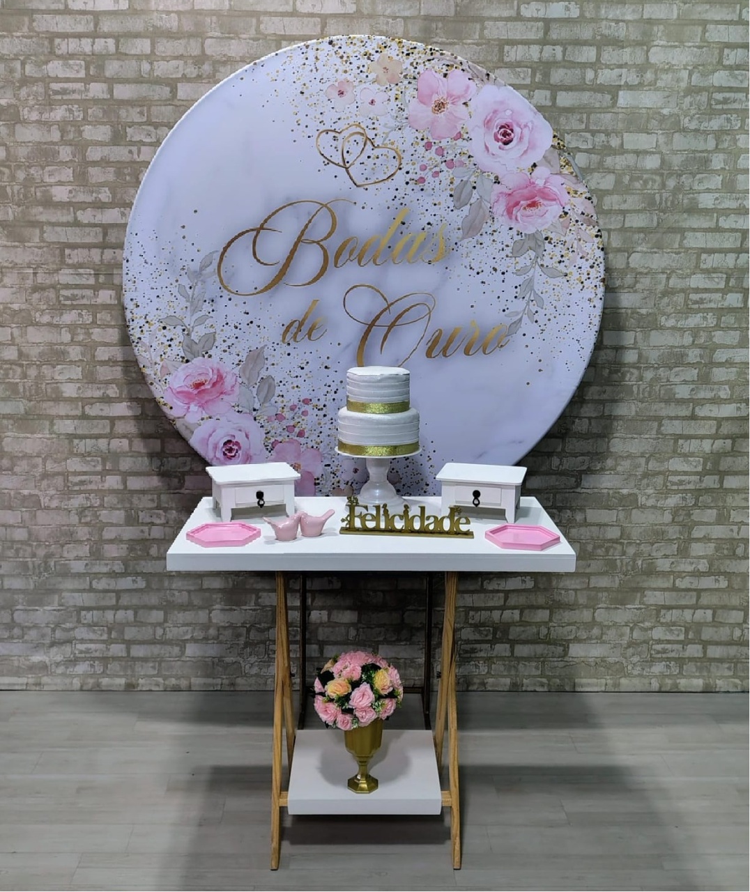Bodas de Ouro Mesa Cavalete (Composição) - Bn Decorações 