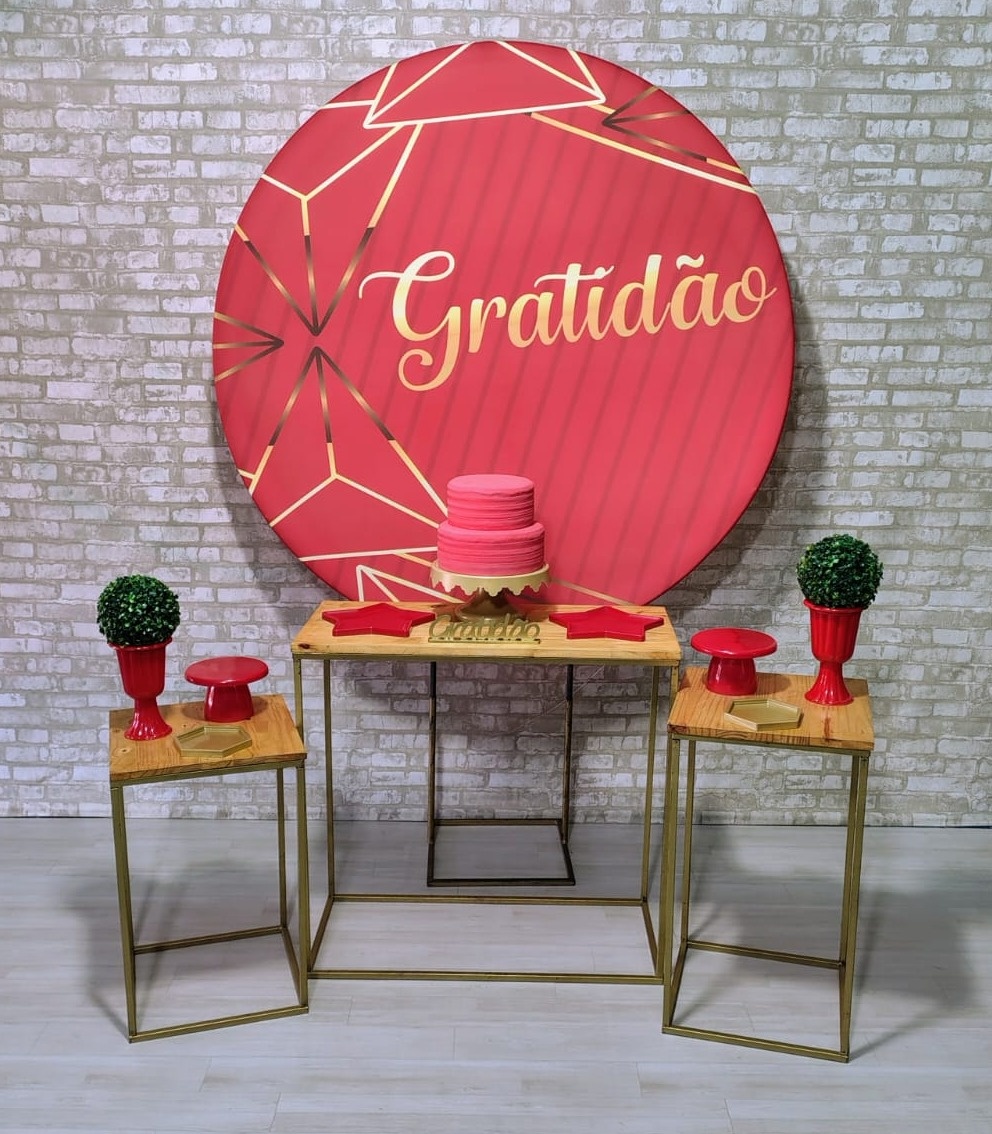 Coleção Essência Lançamento (Painel Gratidão Vermelho Com Dourado) * - Bn Decorações 