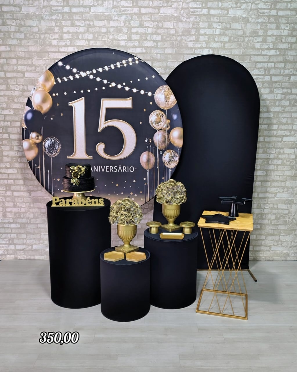 15 Anos Preto Com Dourado (Premium) 1 * - Bn Decorações 