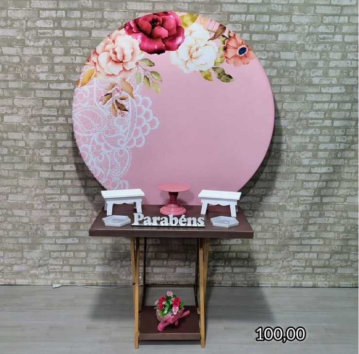 Painel Rosa Com Renda (Promoção Mesa Cavalete) * - Bn Decorações 