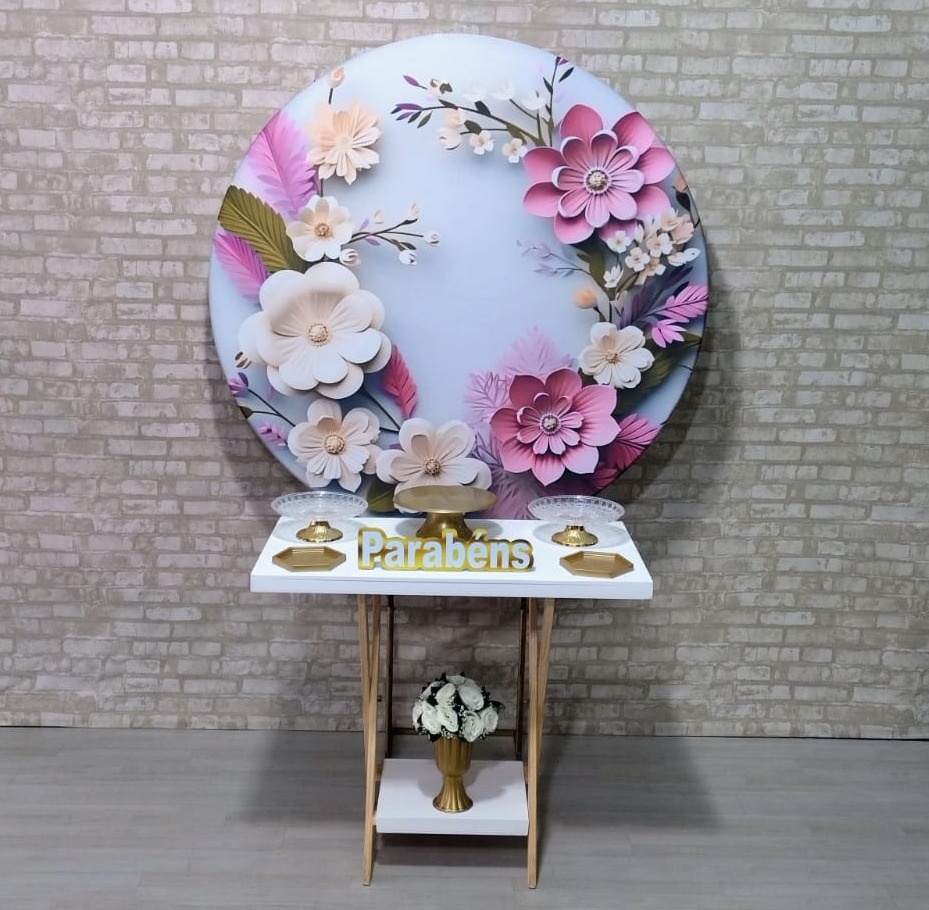 Painel 3 D Rosas Claro (Promoção Mesa Cavalete) * - Bn Decorações 