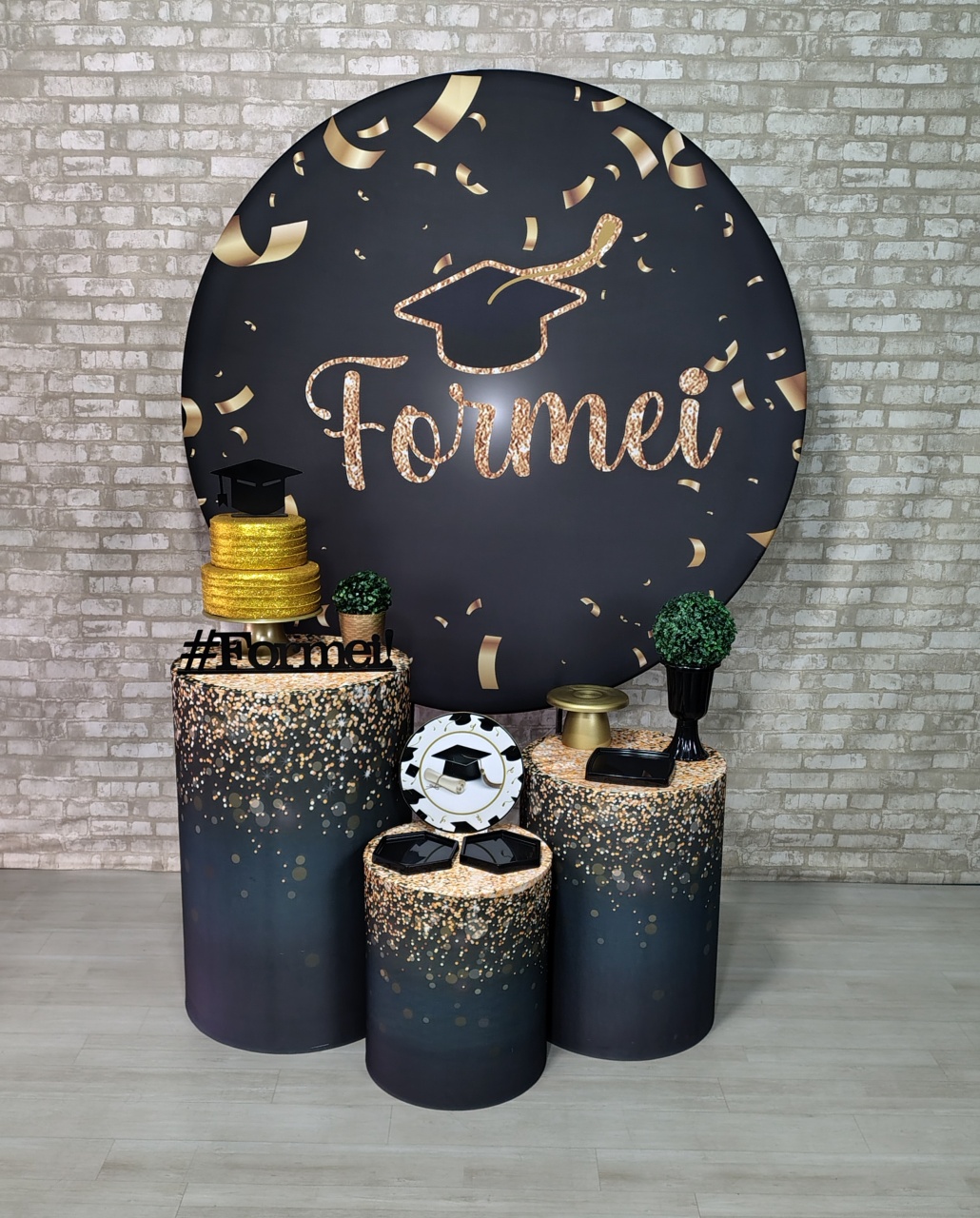 Formatura Formei Preto Com Dourado (Encanto) 2 * - Bn Decorações 