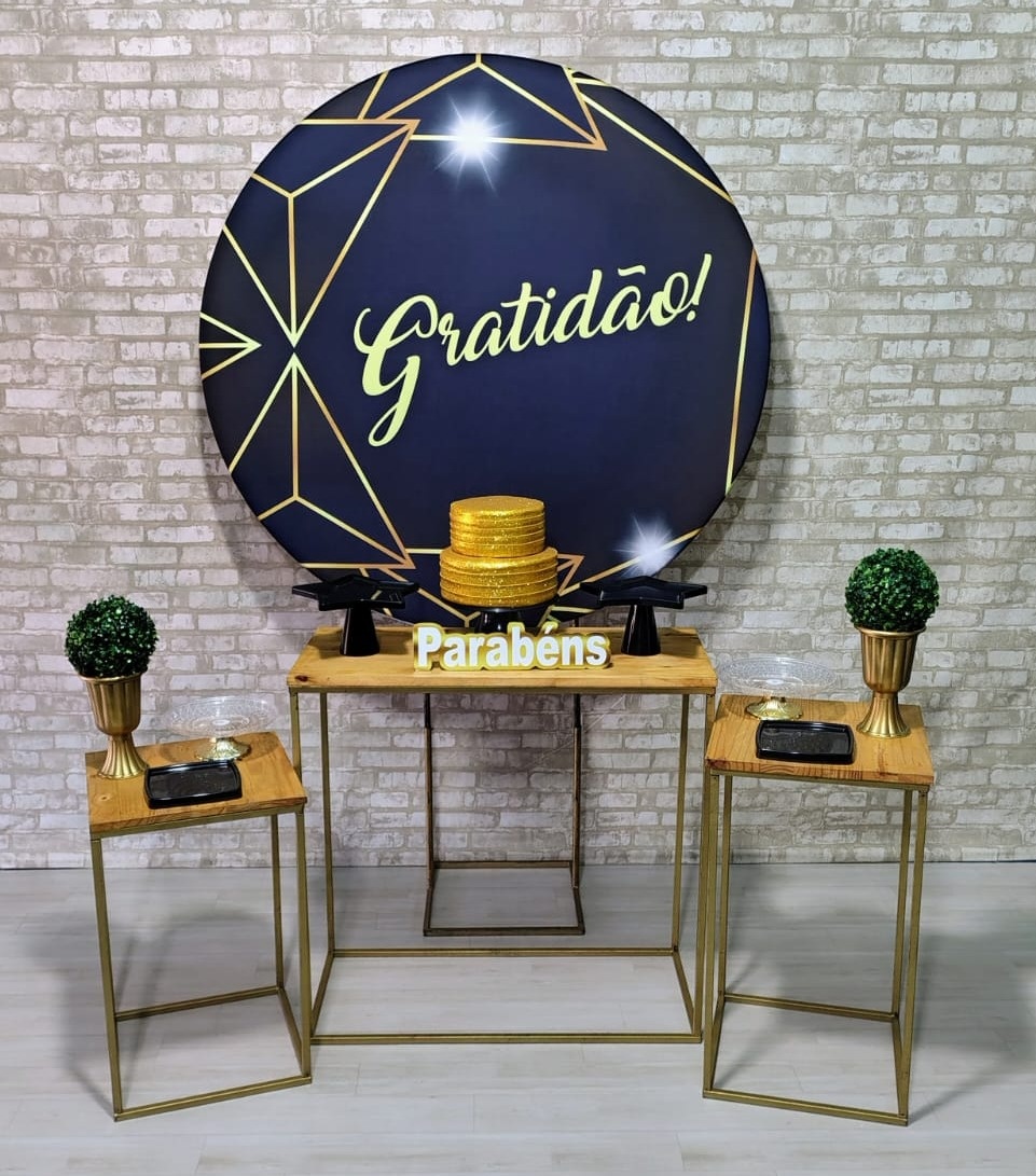 Coleção Essência Lançamento (Painel Gratidão Preto Com Dourado) * - Bn Decorações 