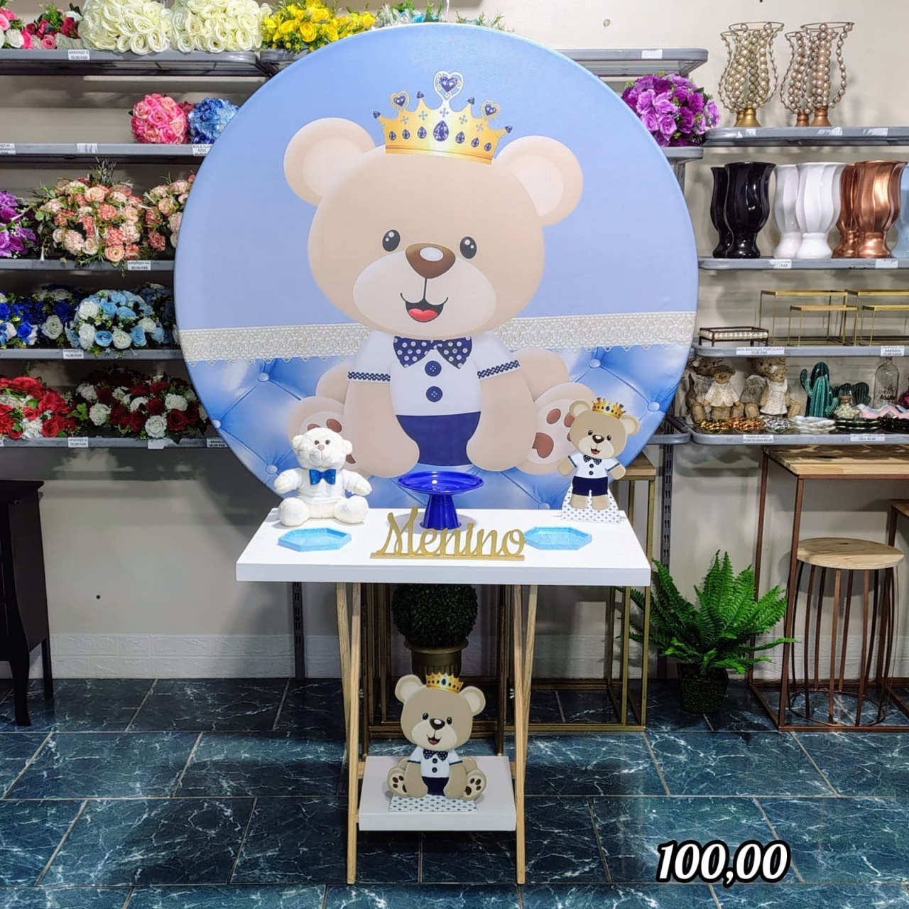 Uro Príncipe Chá de Fralda Menino Azul Bebê (Promoção Mesa Cavalete) *   - Bn Decorações 