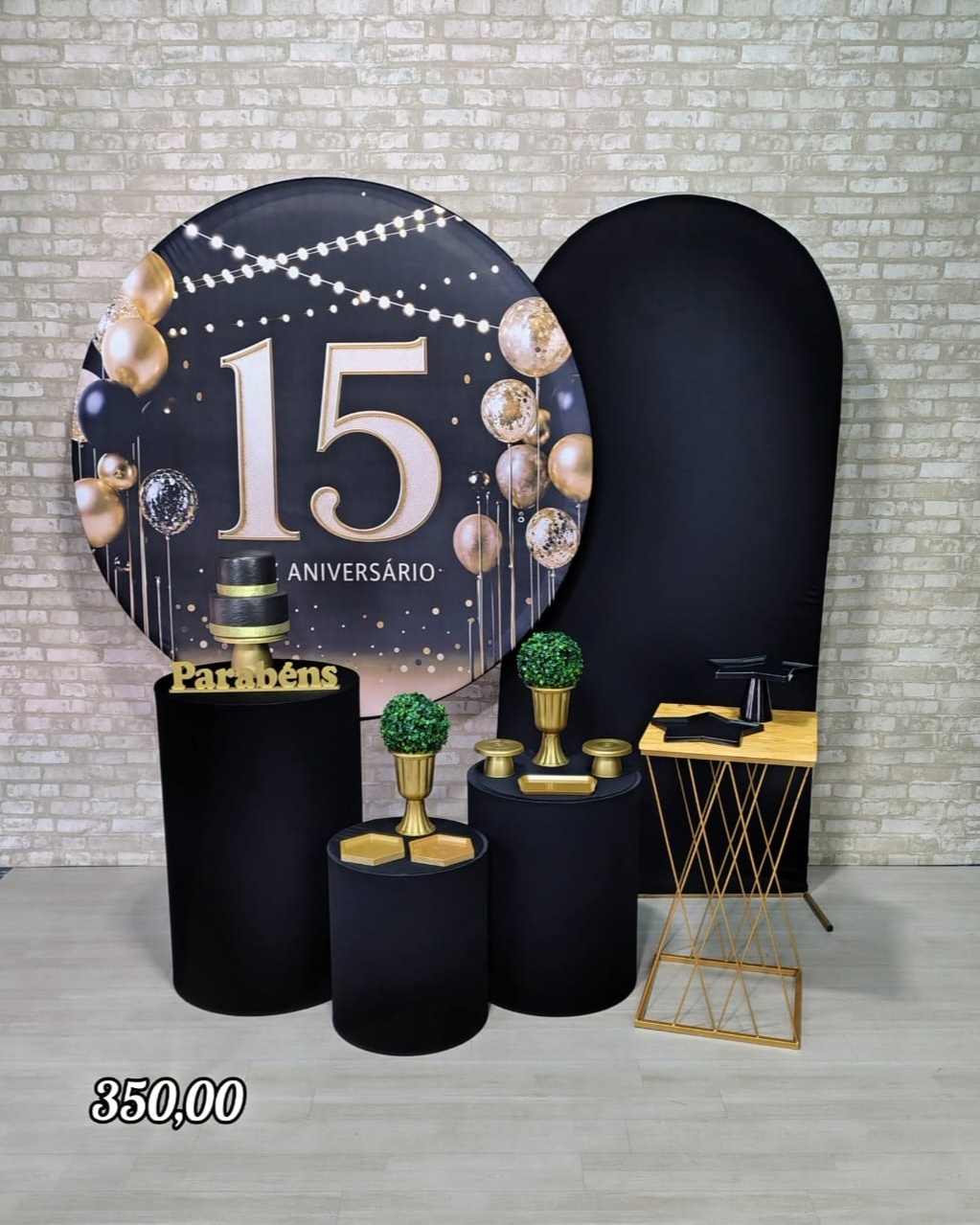 15 Anos Preto Com Dourado (Premium) 2 * - Bn Decorações 