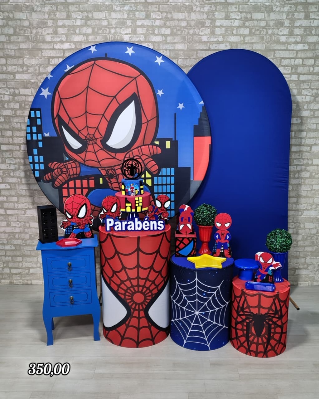 Homem Aranha Cute (Premium) * Painel Azul - Bn Decorações 
