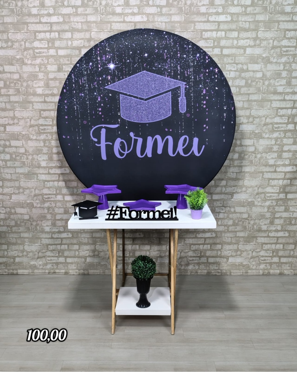 Formatura 16 Preto Com Roxo (Mesa Cavalete) - Bn Decorações 