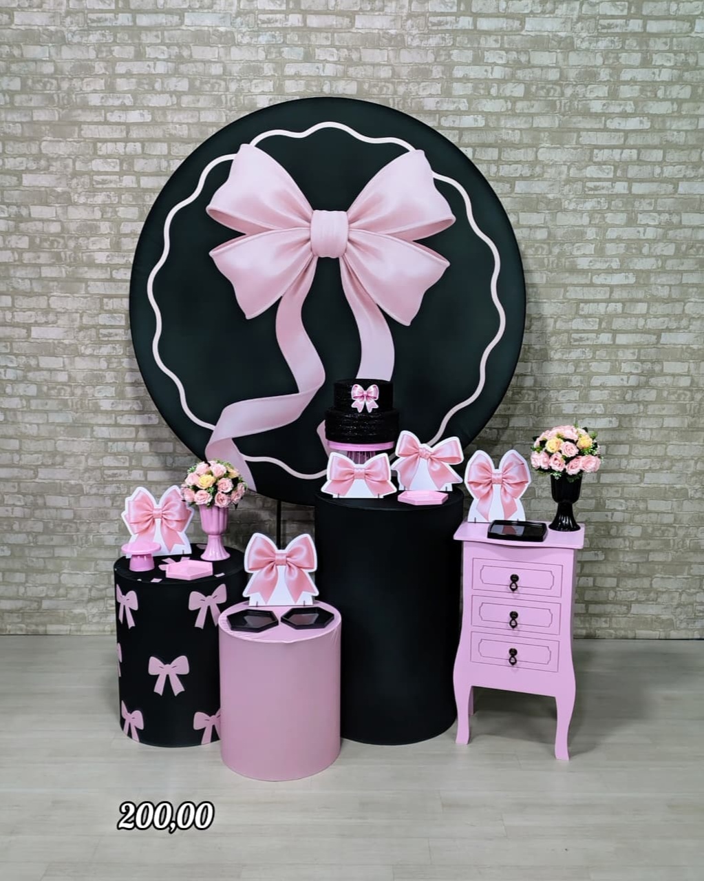 Laço Preto Com Rosa (Encanto) * - Bn Decorações 