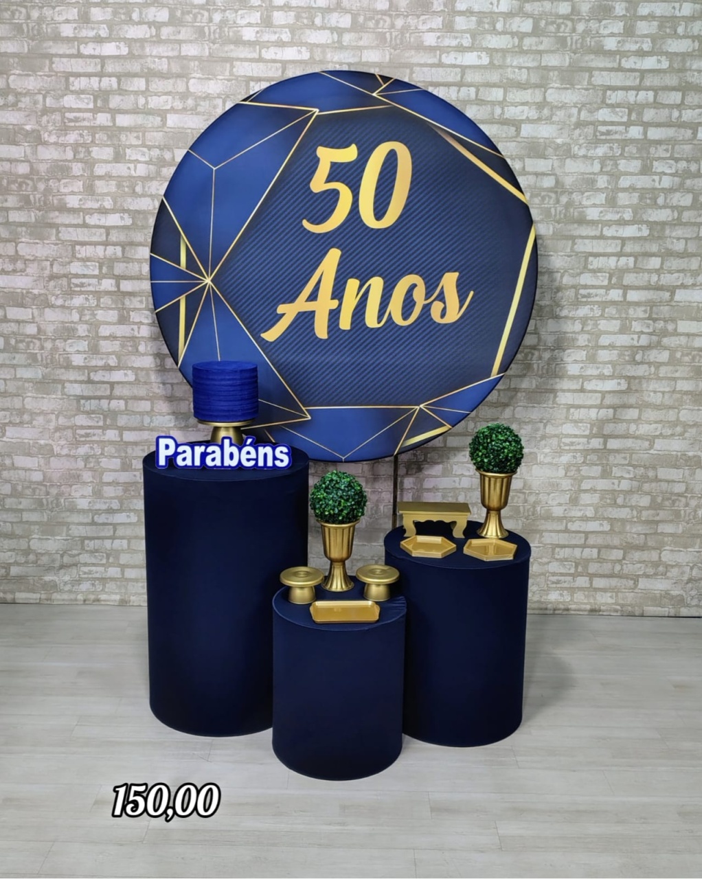 50 Anos Azul Com Dourado (Encanto) 2 * - Bn Decorações 
