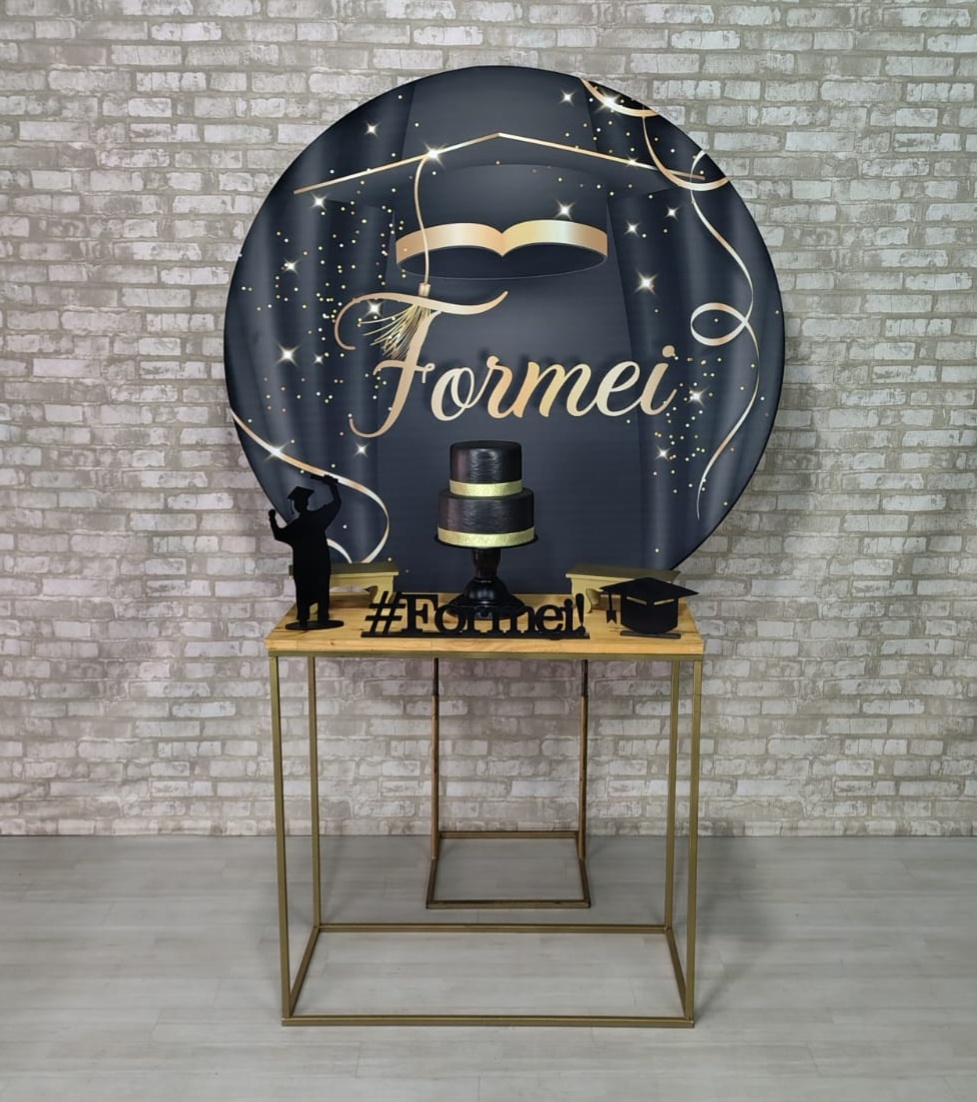 Formatura 5 Preto Com Douradao (Mesa Ferro) - Bn Decorações 