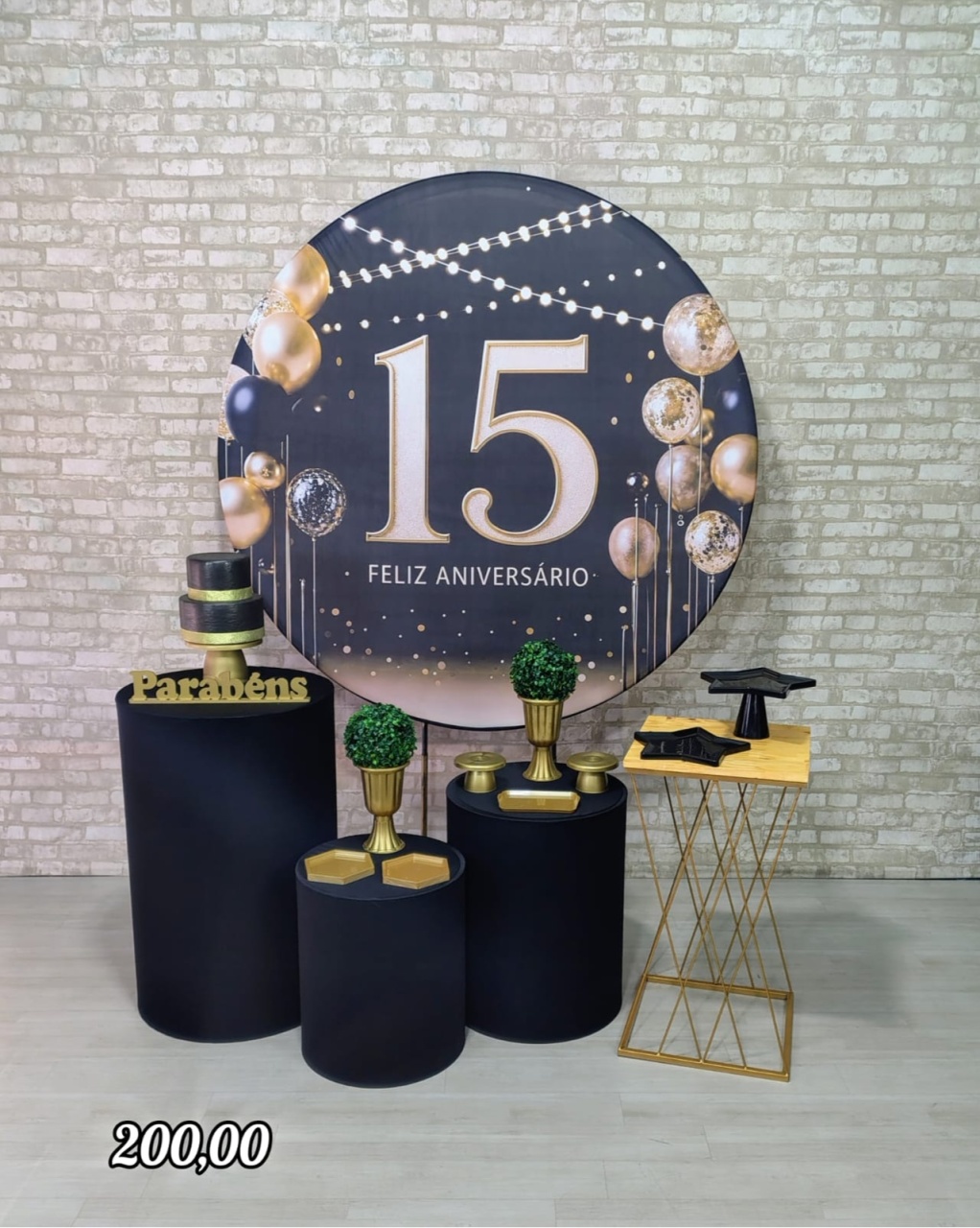 15 Anos Preto Com Dourado (Festejar) 2 * - Bn Decorações 