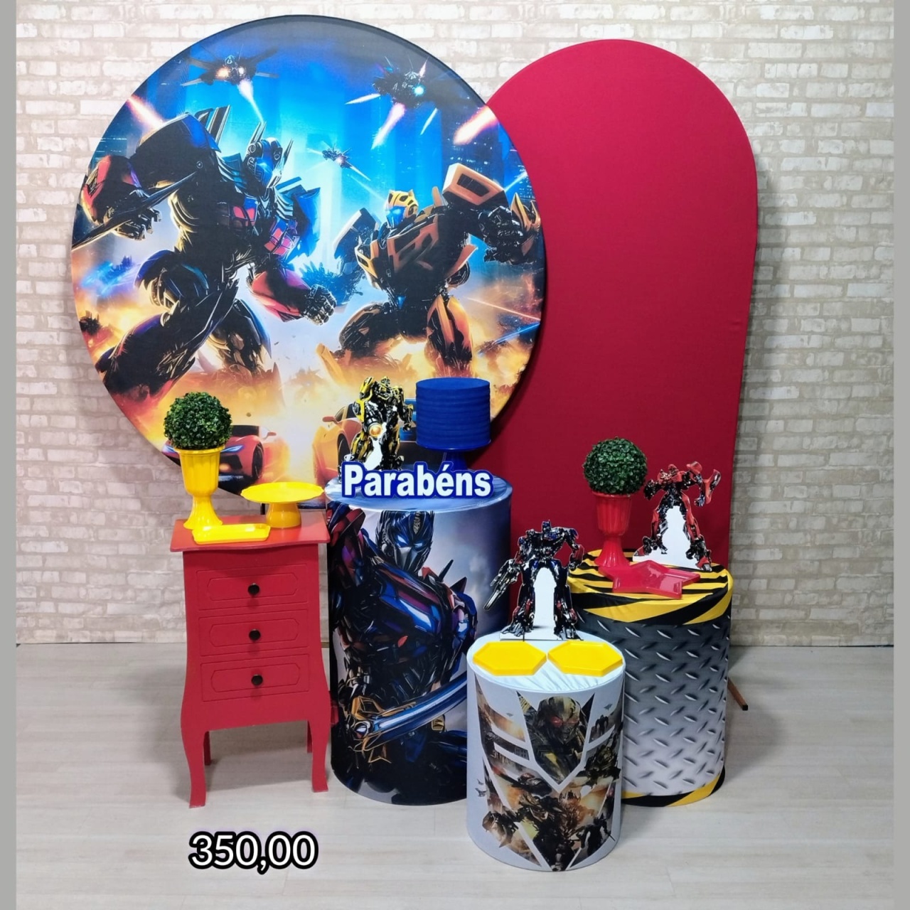 Transformers (Premium) Painel Romano Vermelho * - Bn Decorações 