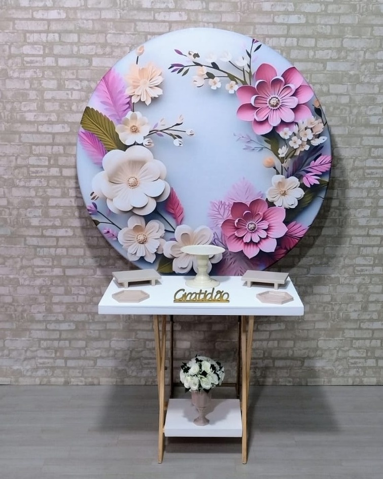 Painel 3 D Rosas Claro (Promoção Mesa Cavalete)  2 * - Bn Decorações 