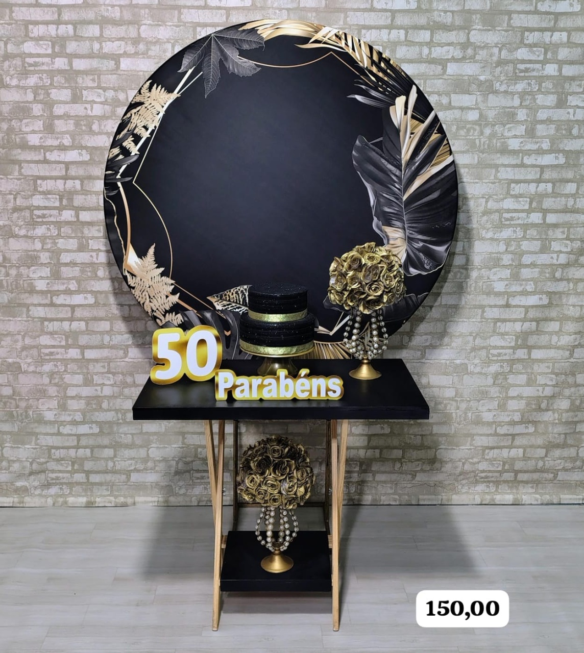 Preto Com Dourado (Mesa Cavalete Com Posição) * - Bn Decorações 