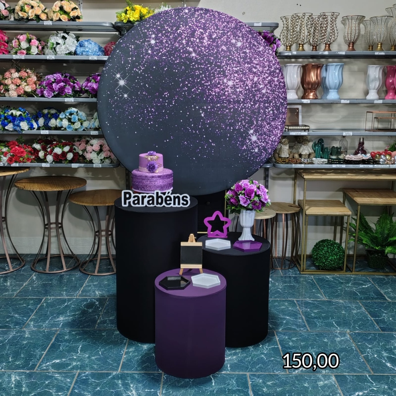 Roxo Com Preto Glitter (Encanto) * - Bn Decorações 