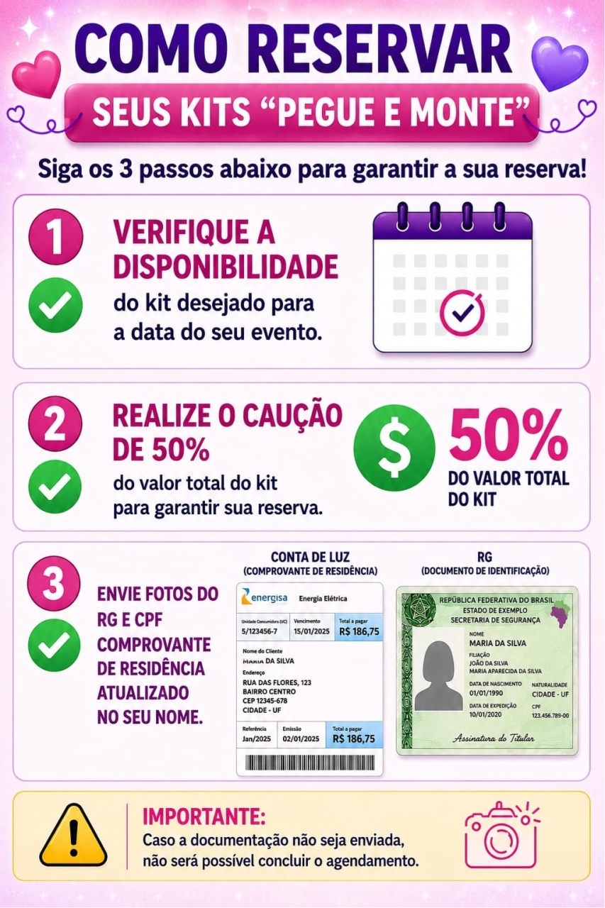 Como Reservar Seu Kit. - Bn Decorações 
