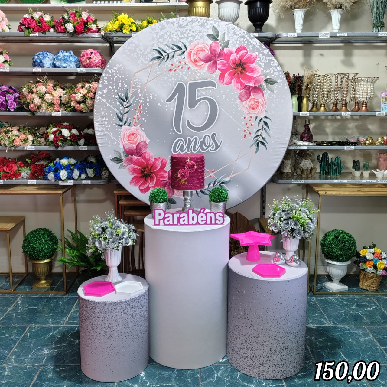 15 Anos Prata Com Rosa (Encanto) 2 * - Bn Decorações 