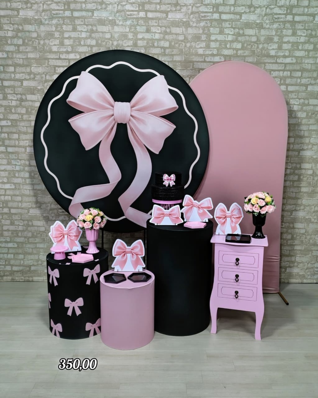 Laço Preto Com Rosa (Premium) * - Bn Decorações 