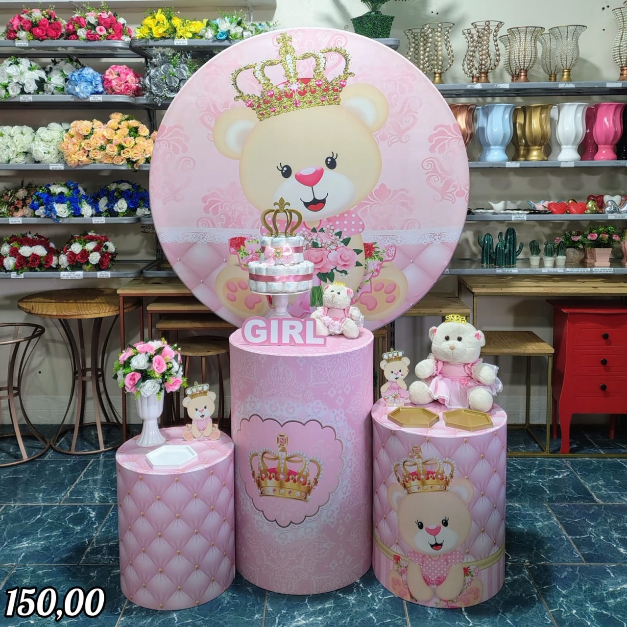 Ursinha Realeza Chá de Fralda Menina (Encanto) * - Bn Decorações 