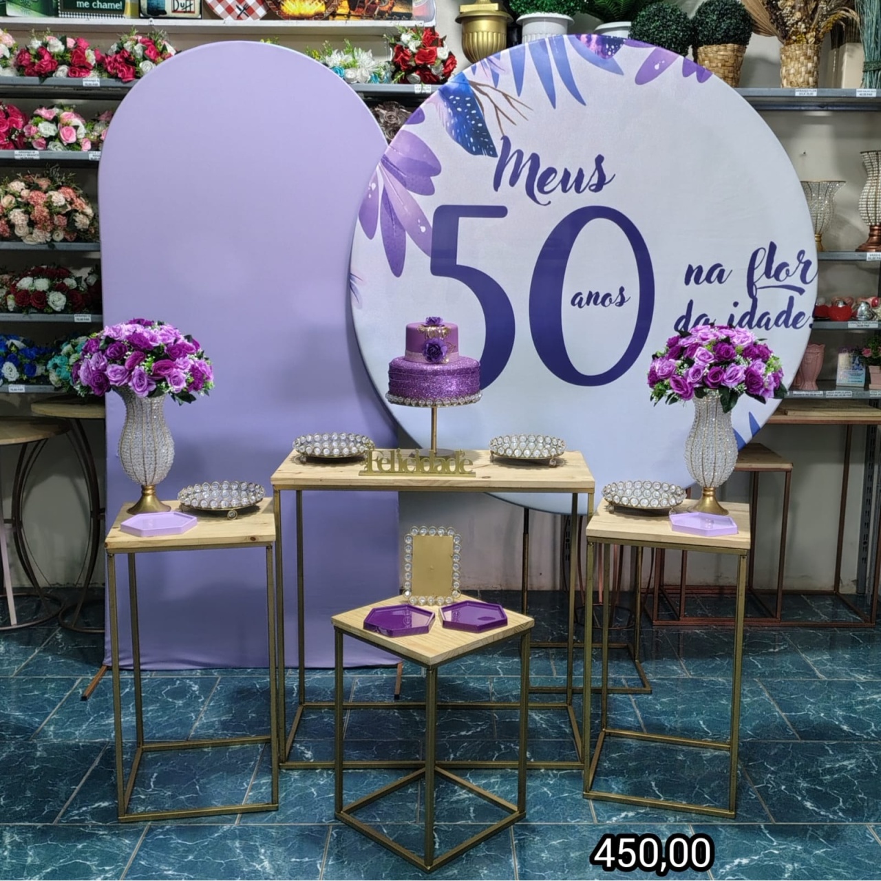 50 Anos Lilás Com Branco (Composição) - Bn Decorações 