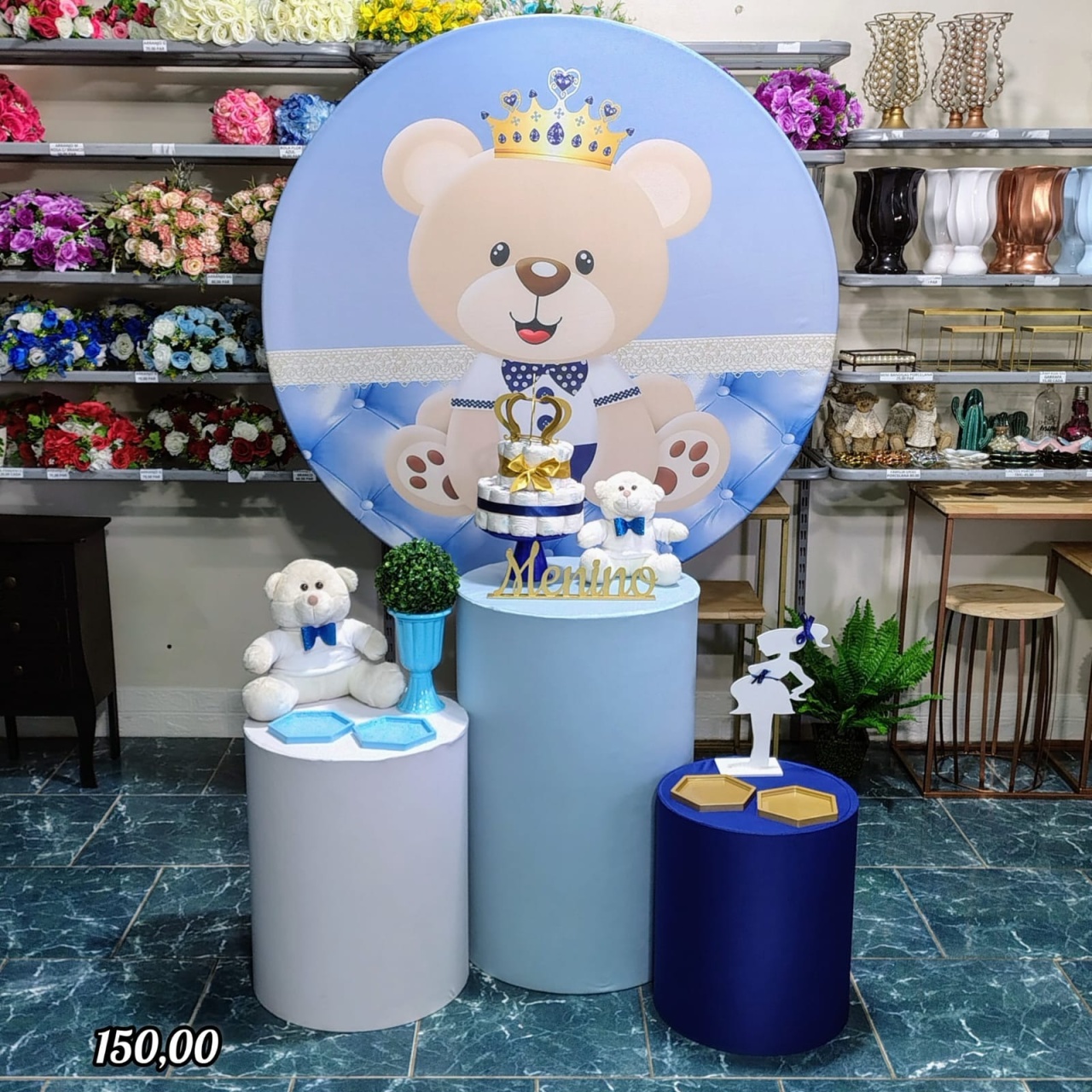 Uro Príncipe Chá de Fralda Menino Azul Bebê (Encanto) *   - Bn Decorações 