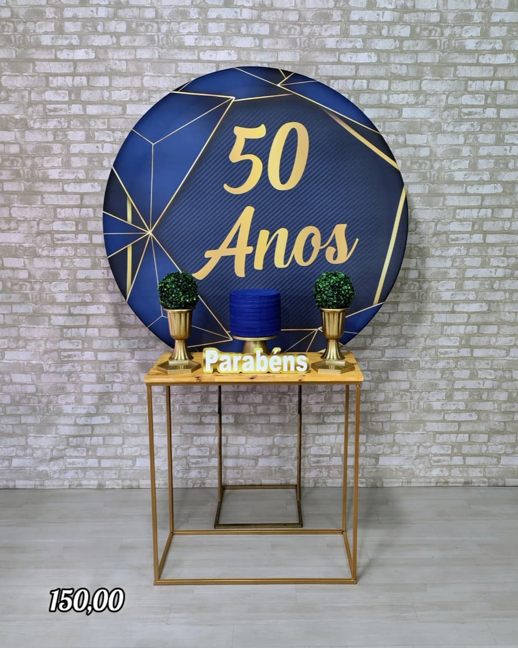 Celebrar 50 Anos Azul Com Dourado 1 * - Bn Decorações 