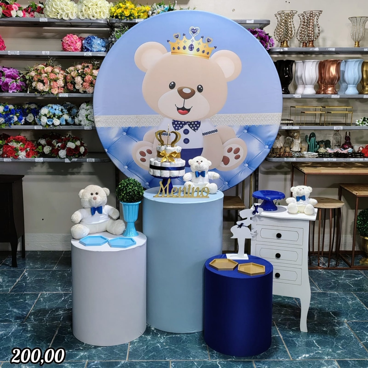 Uro Príncipe Chá de Fralda Menino Azul Bebê (Festejar) *  - Bn Decorações 