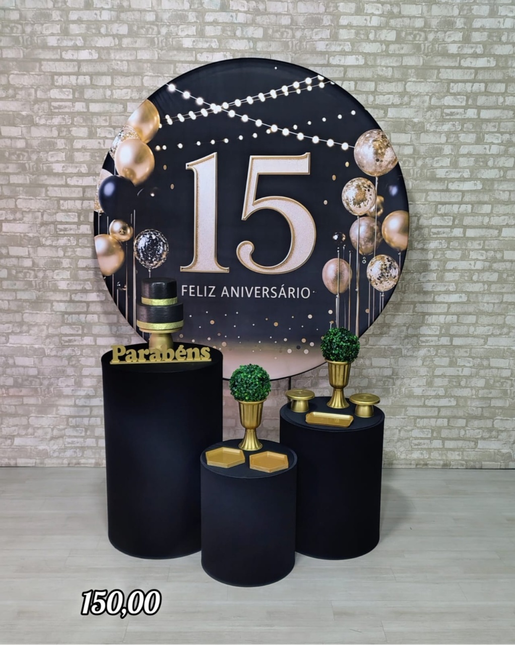 15 Anos Preto Com Dourado (Encanto) 2 * - Bn Decorações 