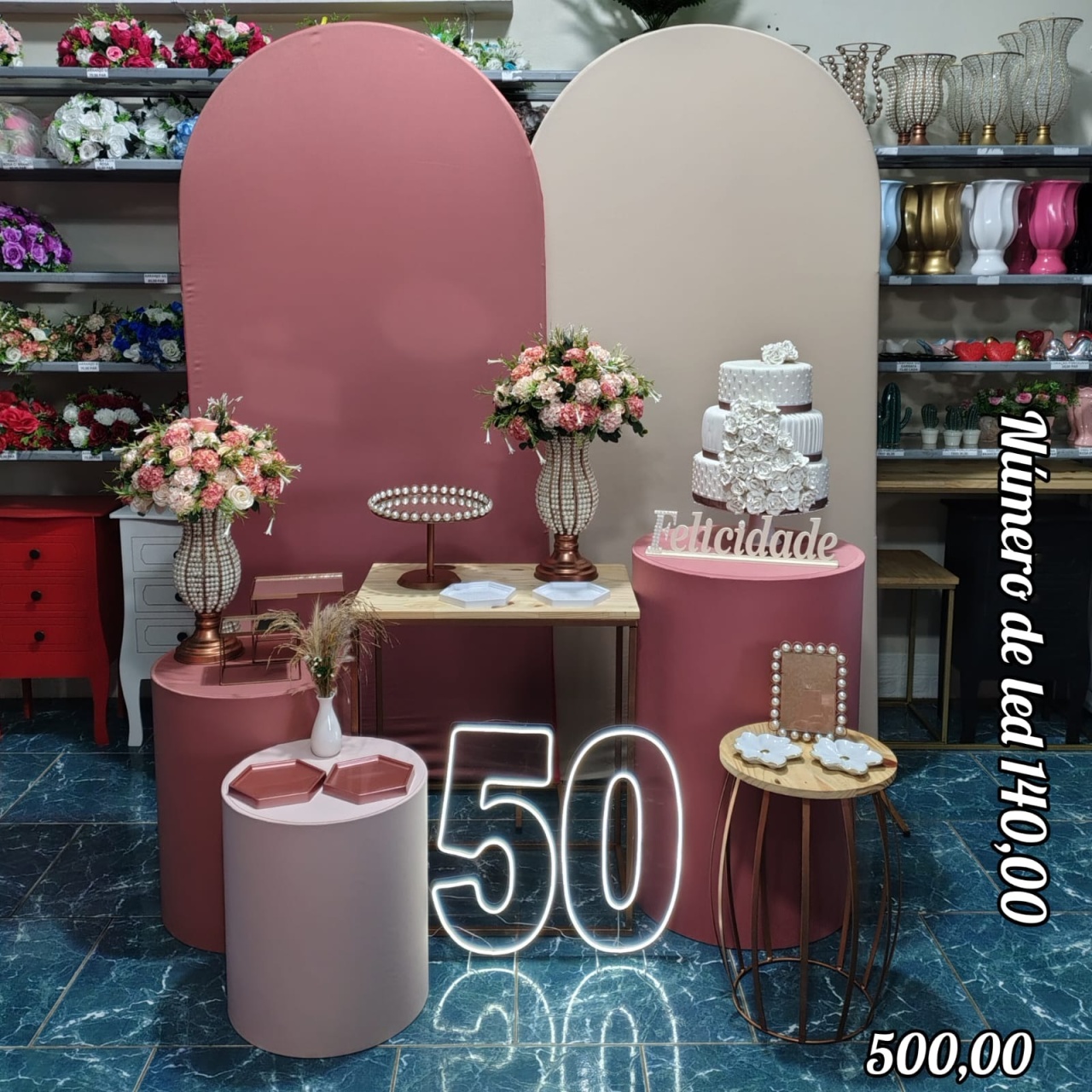 Romano 2 Painel Rose Gold / Bege (Composição) * - Bn Decorações 