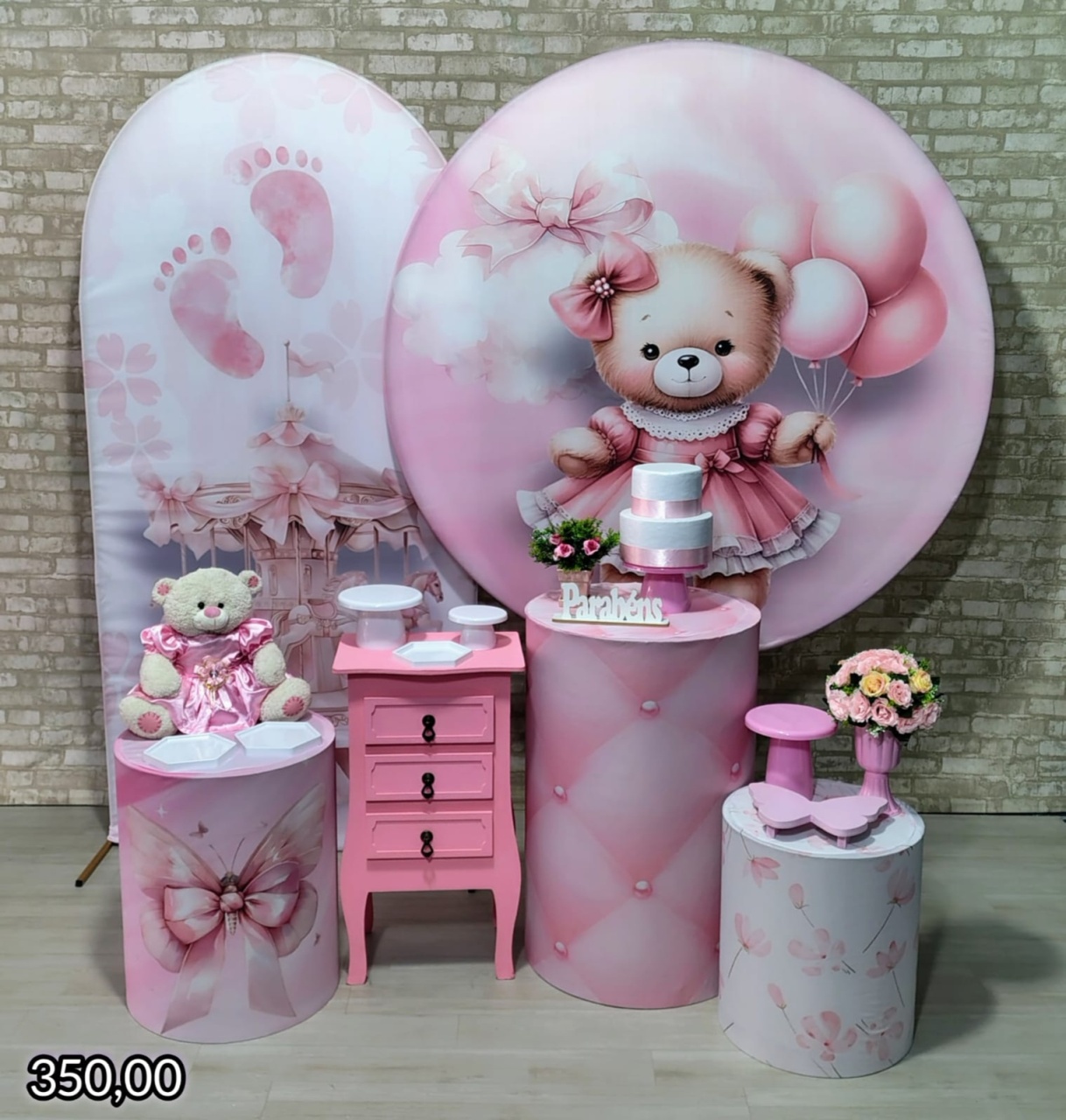 Ursa Balões (Composição Com Led) * - Bn Decorações 