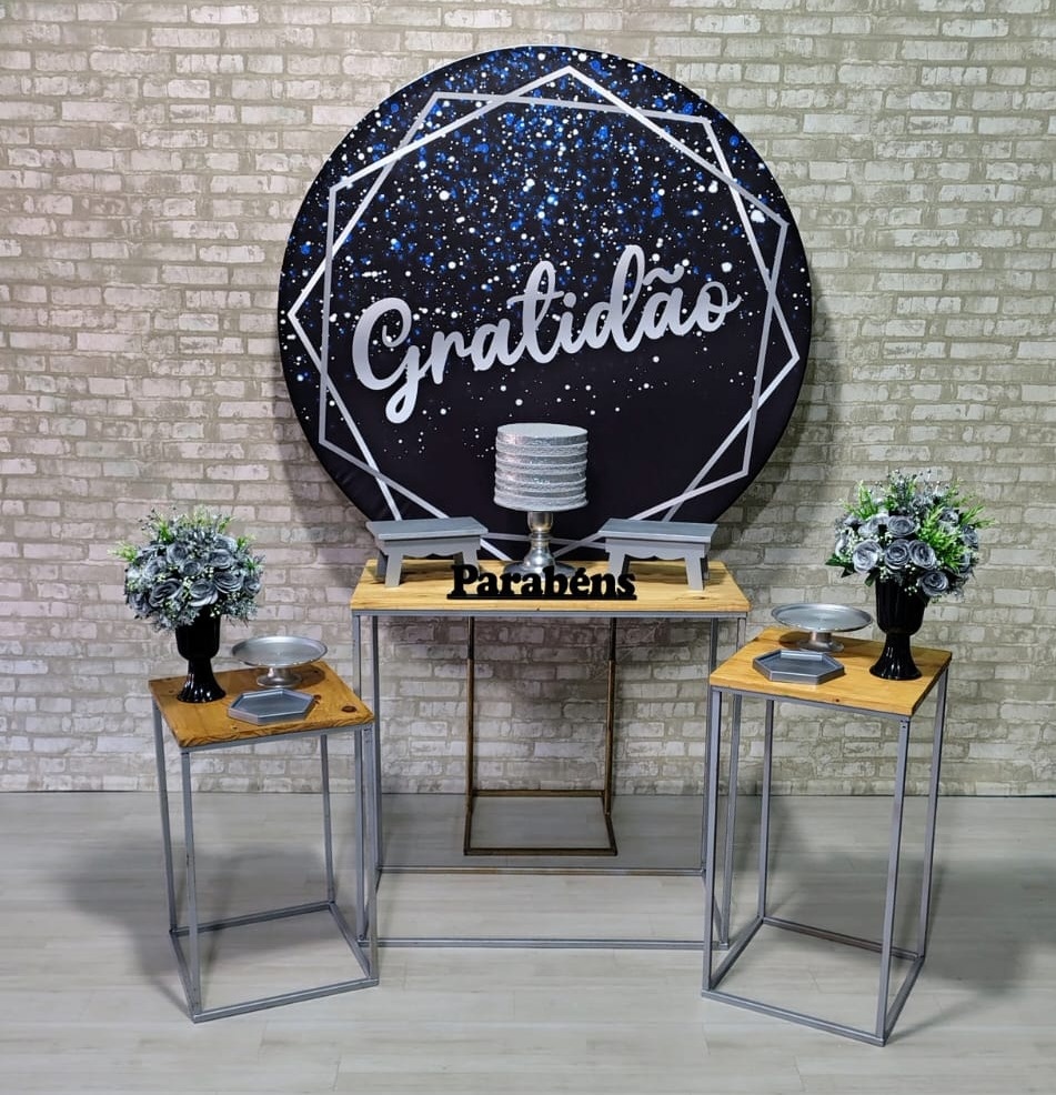 Coleção Essência Lançamento (Painel Gratidão Preto Com Prata) * - Bn Decorações 