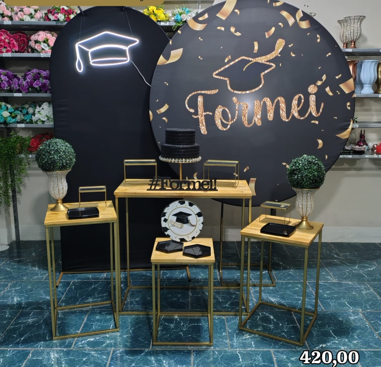 Formatura Preto Com Dourado Formei (Composição) - Bn Decorações 