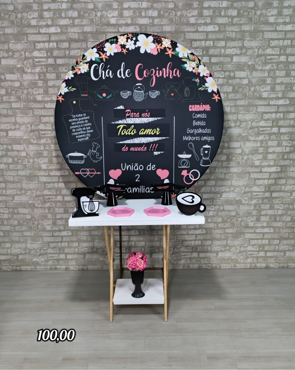 Chá de Cozinha Painel Preto (Mesa Cavalete) 2 * - Bn Decorações 