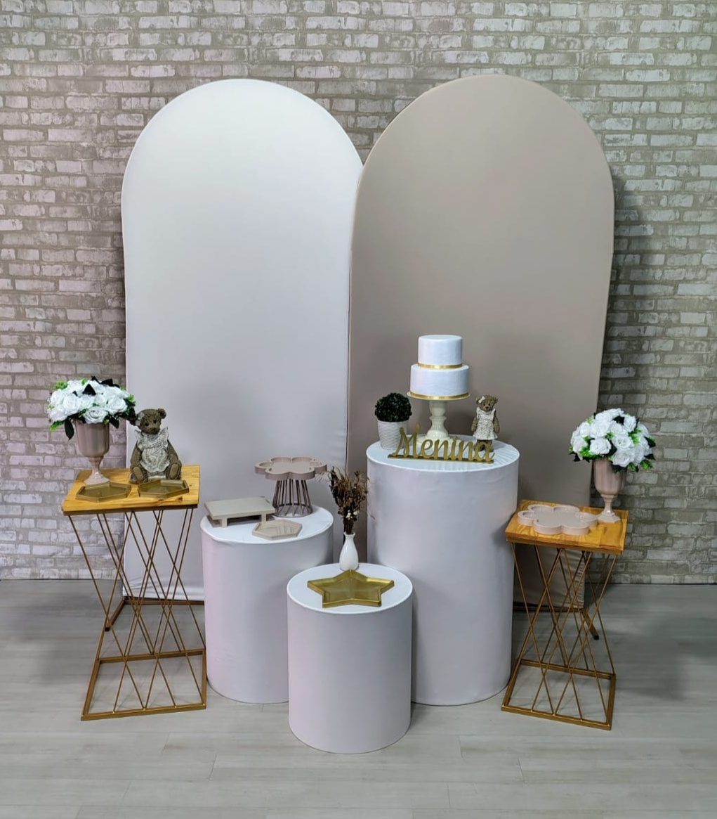 Chá Fralda Menina Bege Com Off White (Composição) * 2 Painéis Romano   - Bn Decorações 