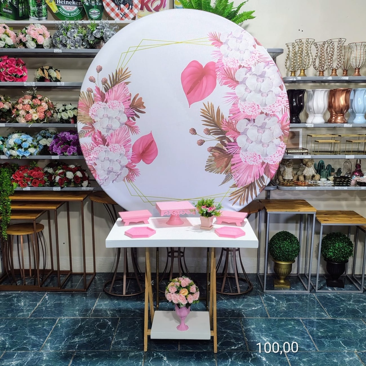 Adulto Painel 3D Flores Rosa (Promoção Mesa Cavalete) * - Bn Decorações 
