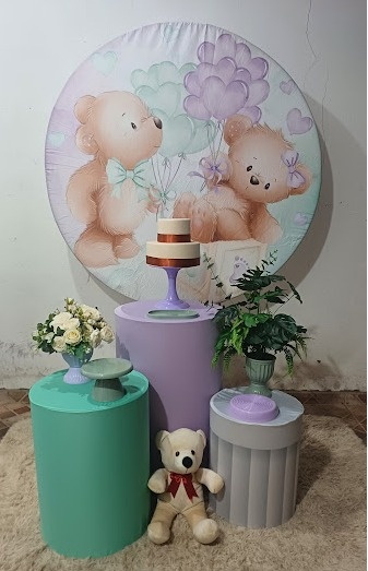 Kit Prata Ursinho Verde E Lilás - lihfestasecia