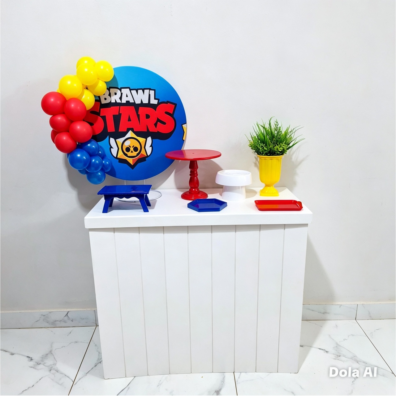 Mini Kit de Mesa Com Cômoda Brawl Stars - Balo Mais Festas Pegue E Monte