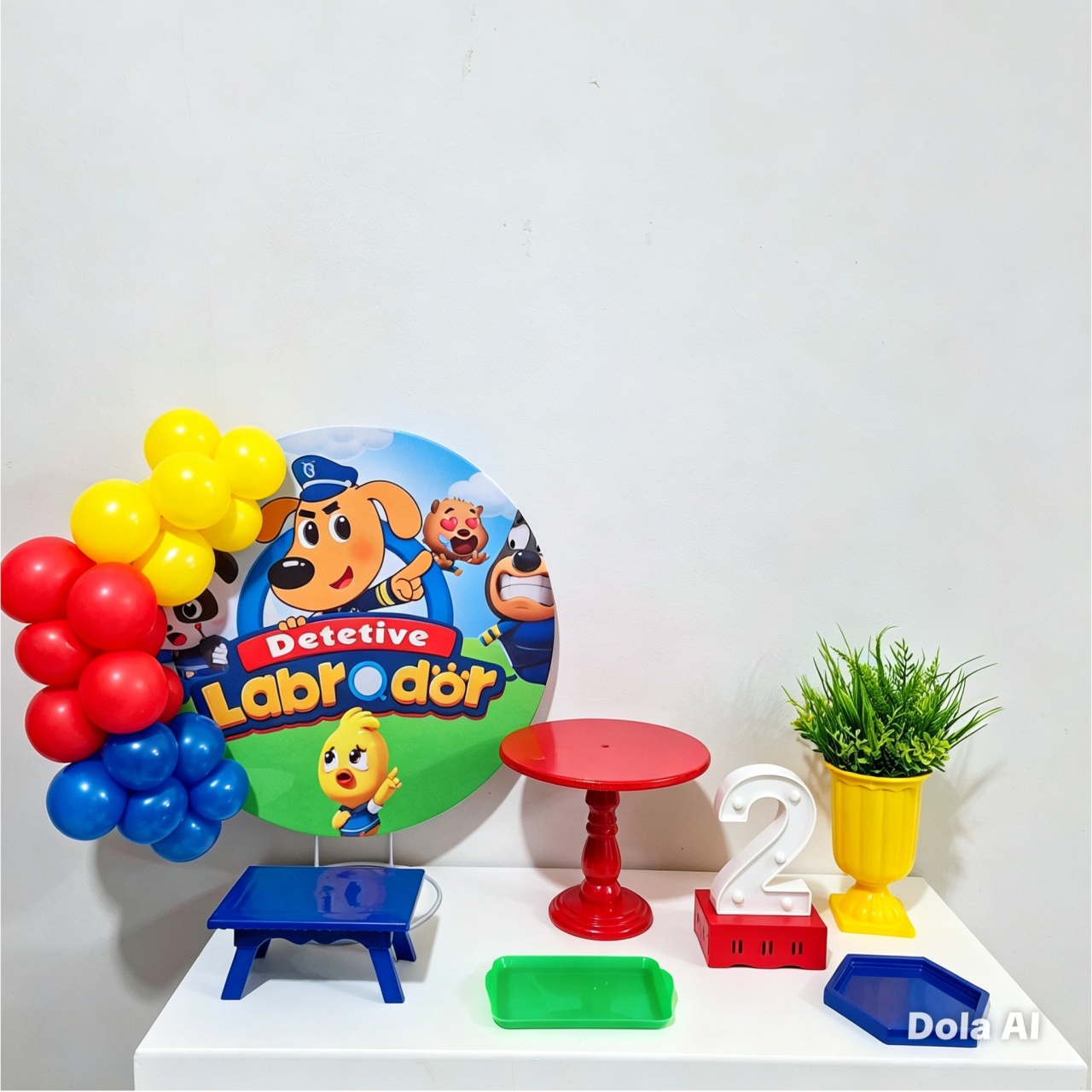 Mini Kit Peças de Mesa Detetive Labrador - Balo Mais Festas Pegue E Monte