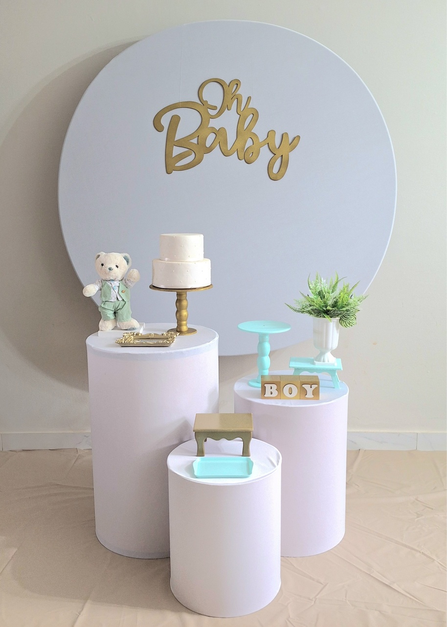 Chá de Bebê  Menino Branco/Verde Bebê Convencional - Balo Mais Festas Pegue E Monte