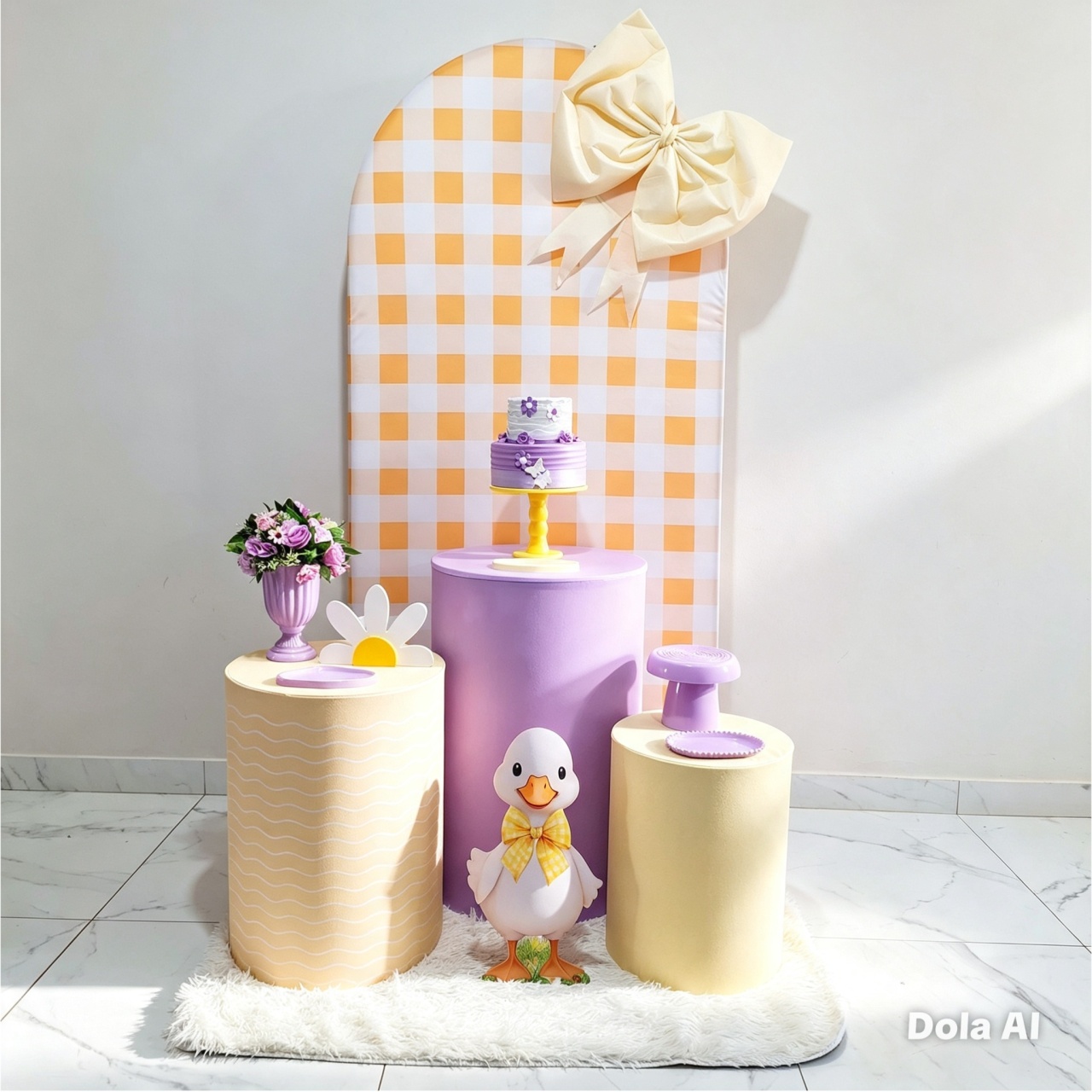 Kit Diferenciado Xadrex Amarelo Lilas 02 - Balo Mais Festas Pegue E Monte